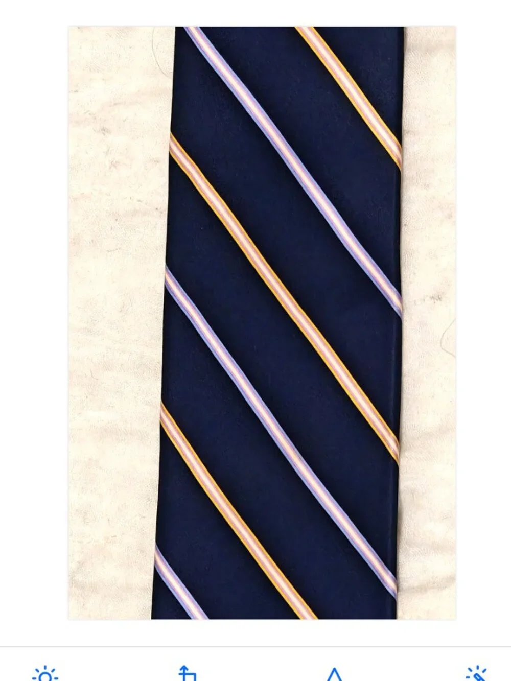 Dolcepunta Men's Silk Tie Navy Repp Stripe Thick Plush Handmade 3.5